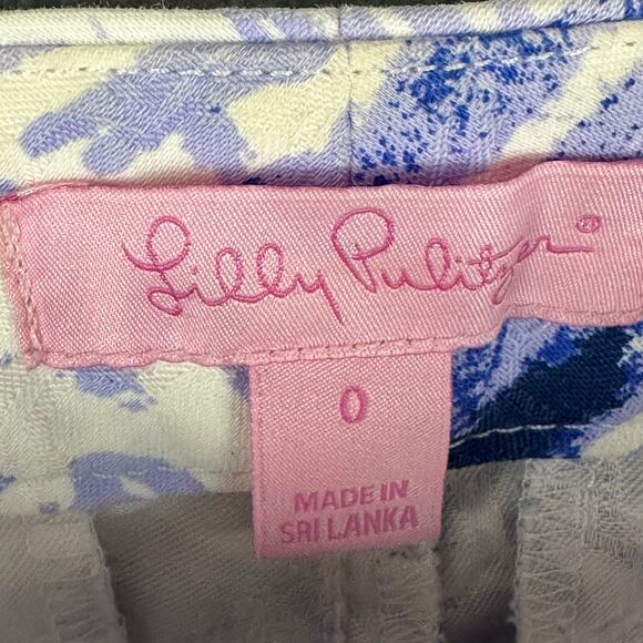 Lilly Pulitzer Kelly Ankle Pants Womens 0 Blue Palm Trees Skinny Tropical Beach - Picture 8 of 15